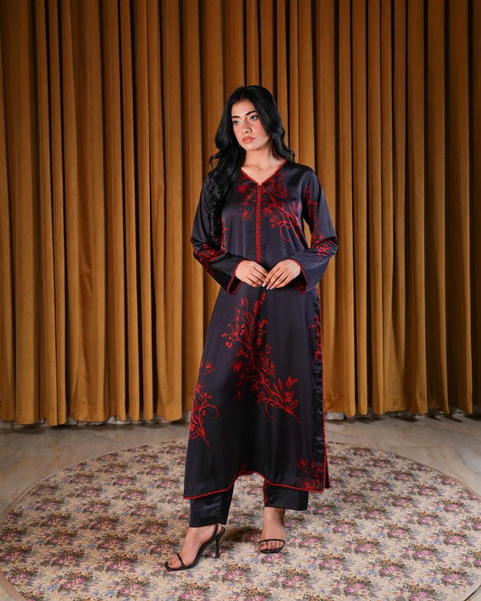 Noir Silk 2-Piece Suit